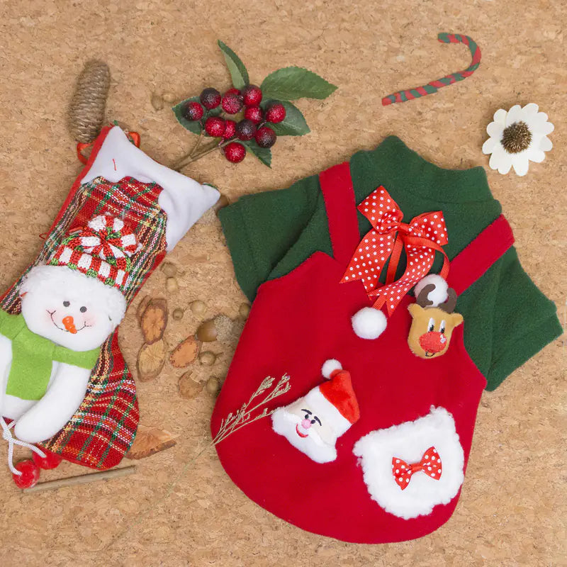 Christmas Plus Velvet Sweater for Small Dogs