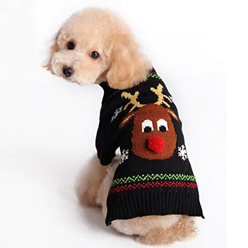 Festive Pet Holiday Sweater - Black Deer